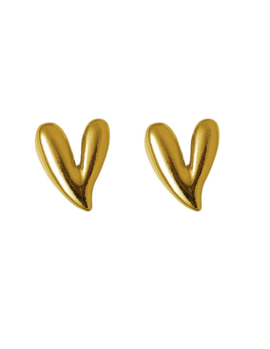 Aretes de corazón 18 K con acabado pulido Aretes de corazón 18 K con acabado pulido