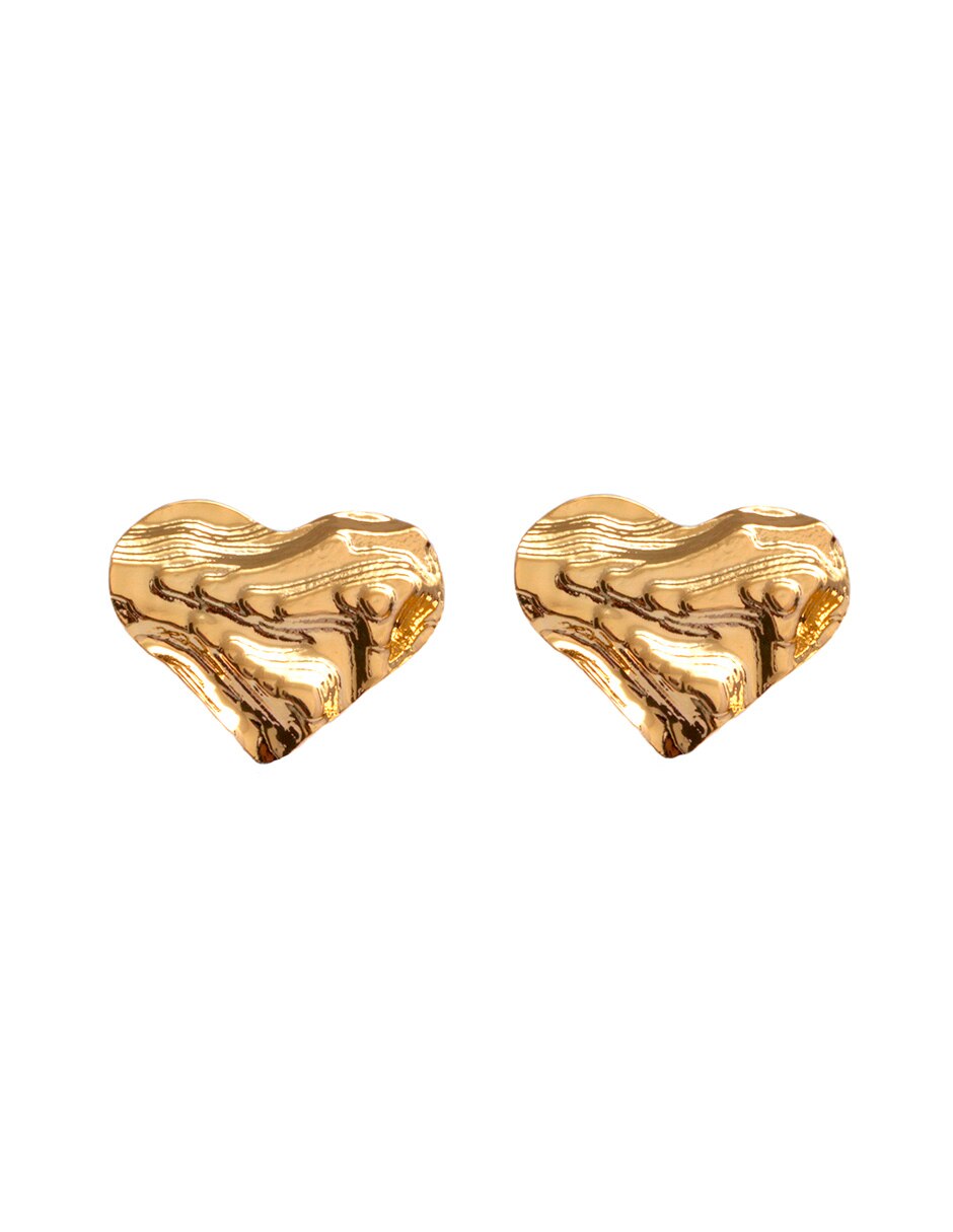 Aretes de corazón 18 K con acabado texturizado