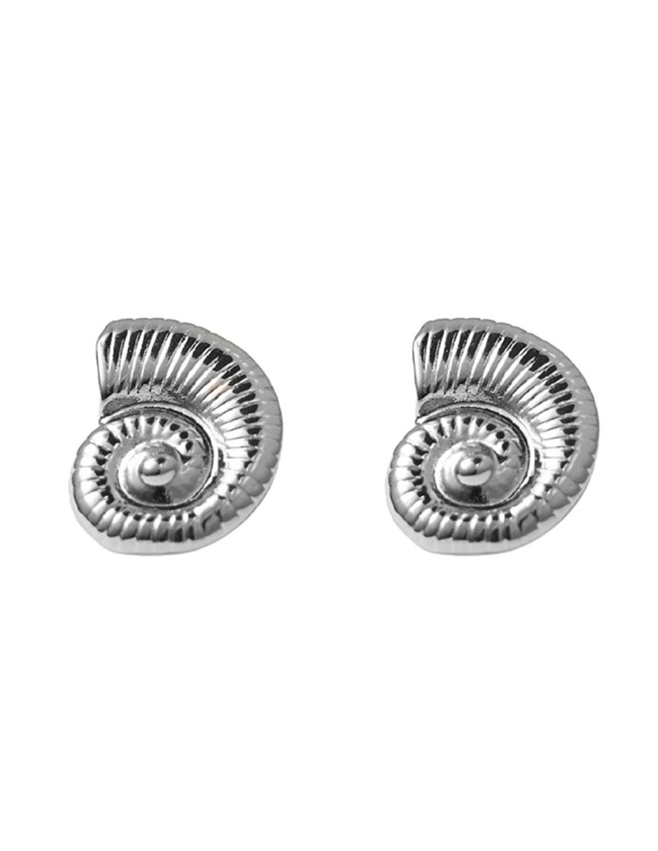 Aretes de caracol 18 K con acabado plateado