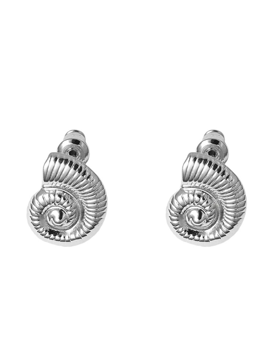 Aretes de caracol 18 K con acabado plateado 4