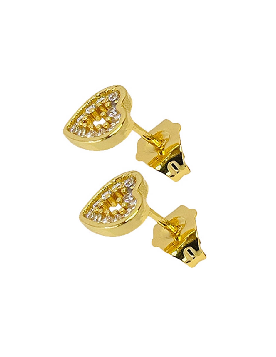 Broqueles de corazón con acabado baño de oro 14 K 3