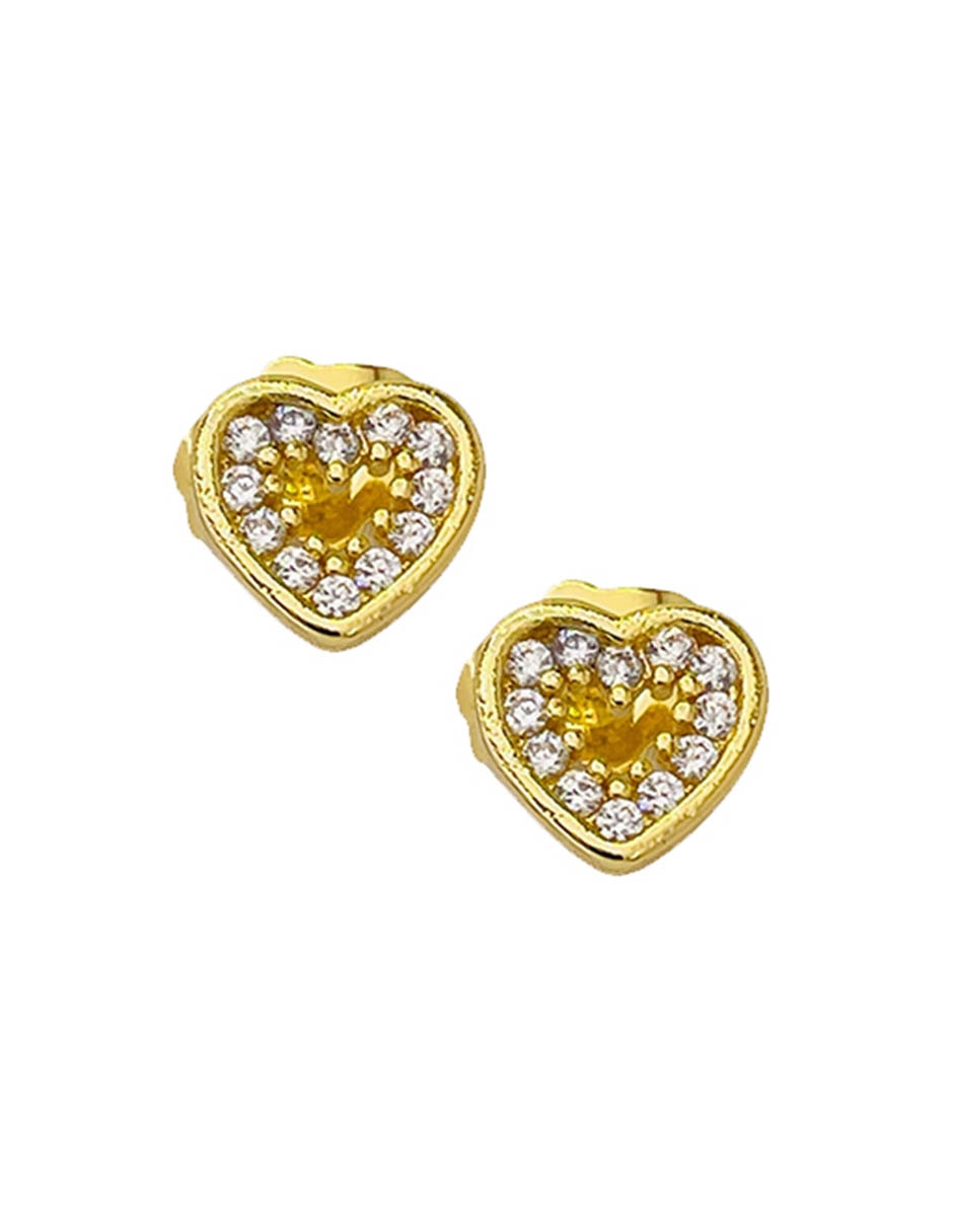 Broqueles de corazón con acabado baño de oro 14 K 4