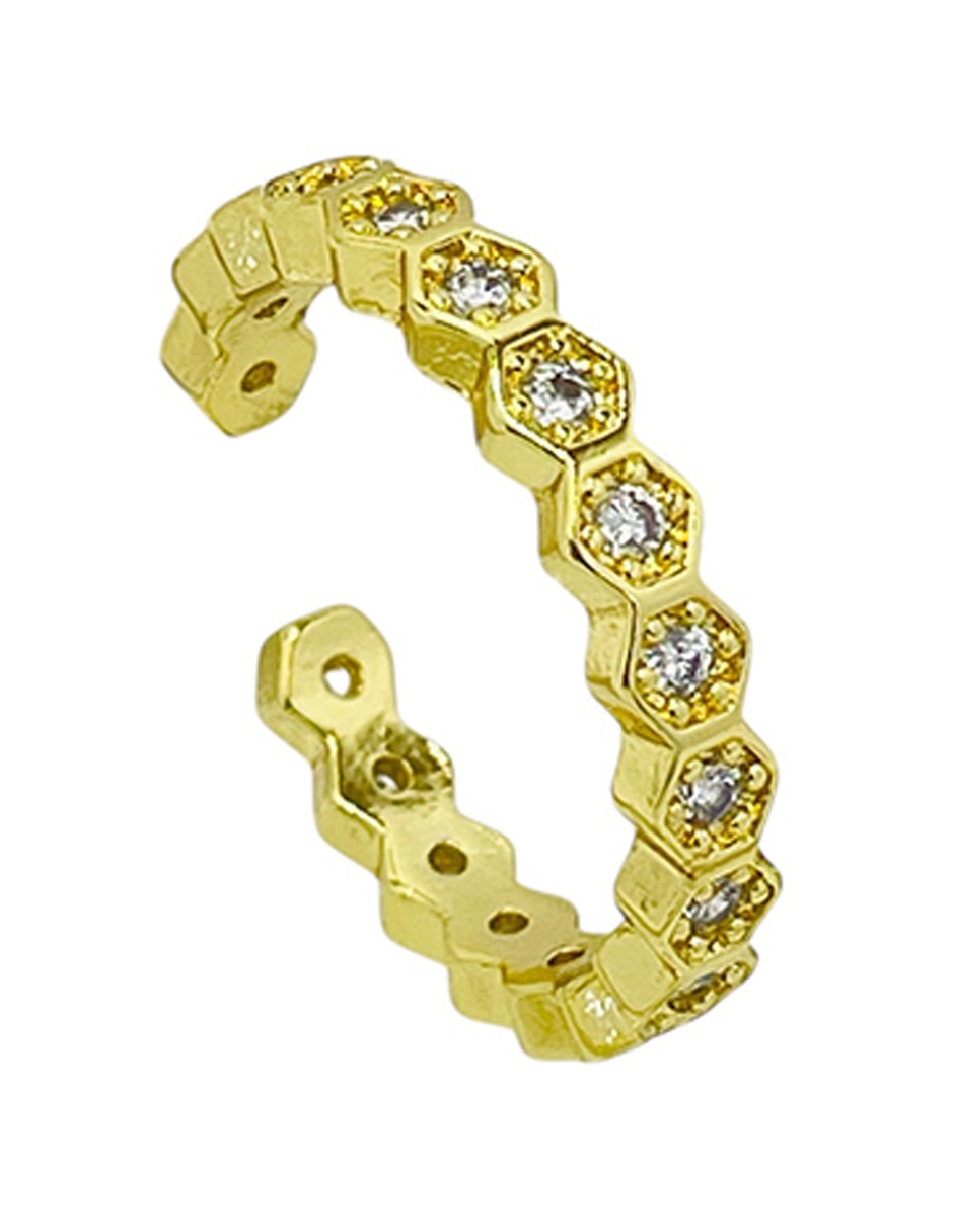 Anillo 14 k zirconia baño de oro 5