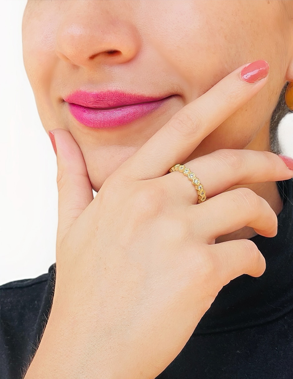 Anillo 14 k zirconia baño de oro 2