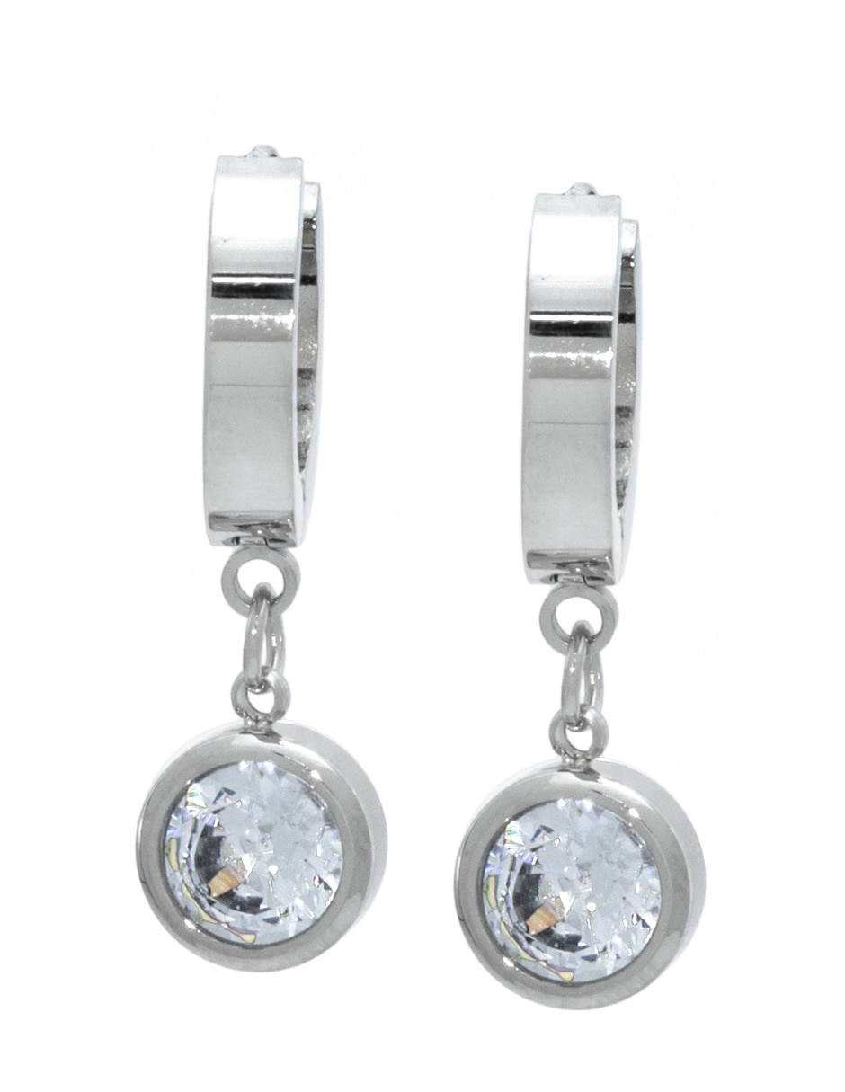 Aretes circulares con acabado brillante cristal Aretes circulares con acabado brillante cristal