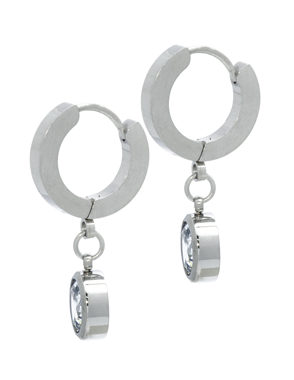 Aretes circulares con acabado brillante cristal 2