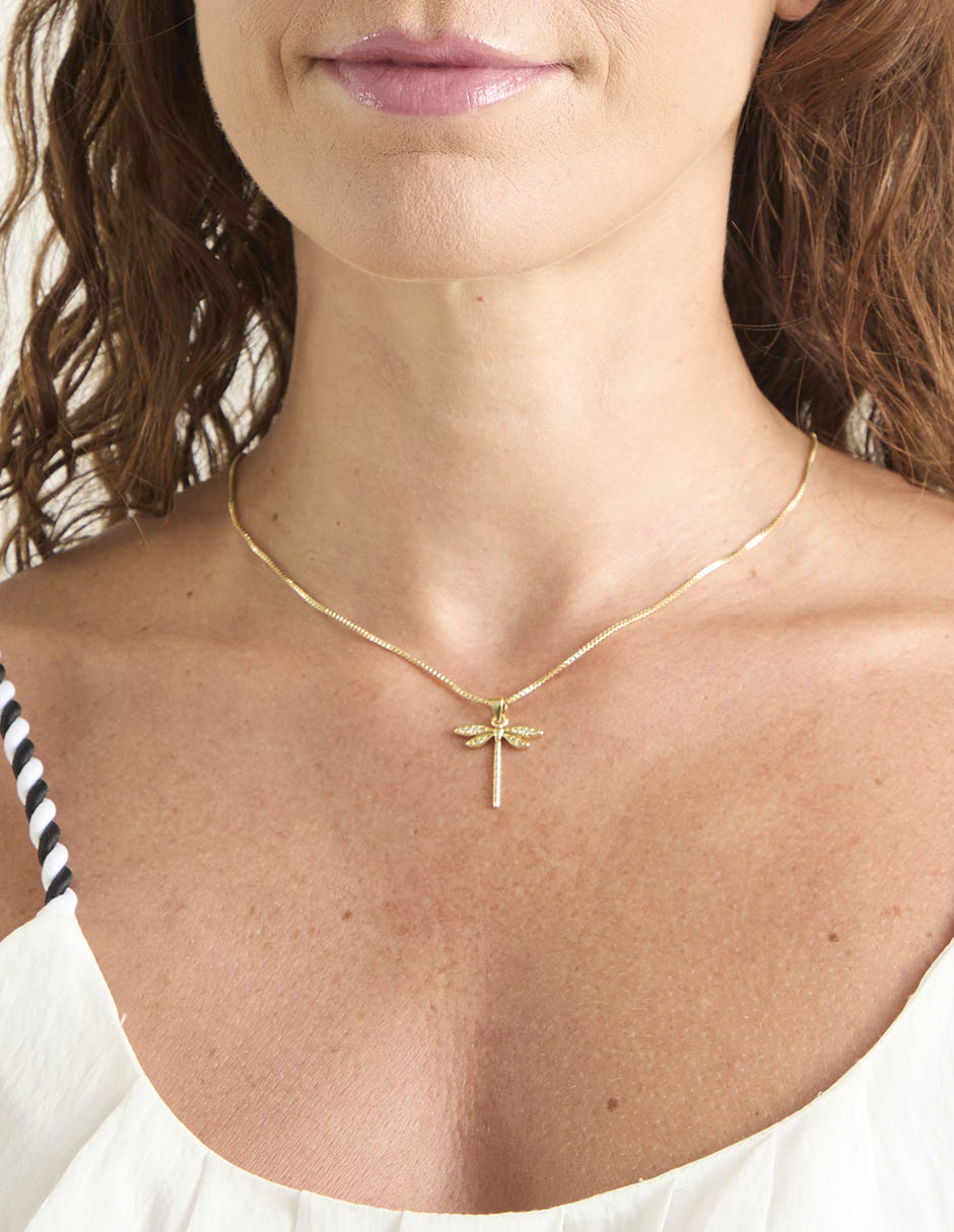 Collar con dije libélula 18 K