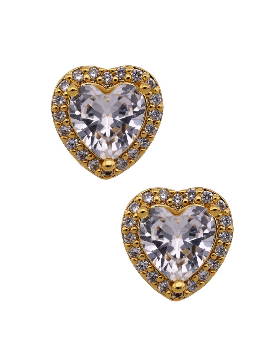 Broqueles de corazón Girondela 18 K con acabado chapa de oro zirconia