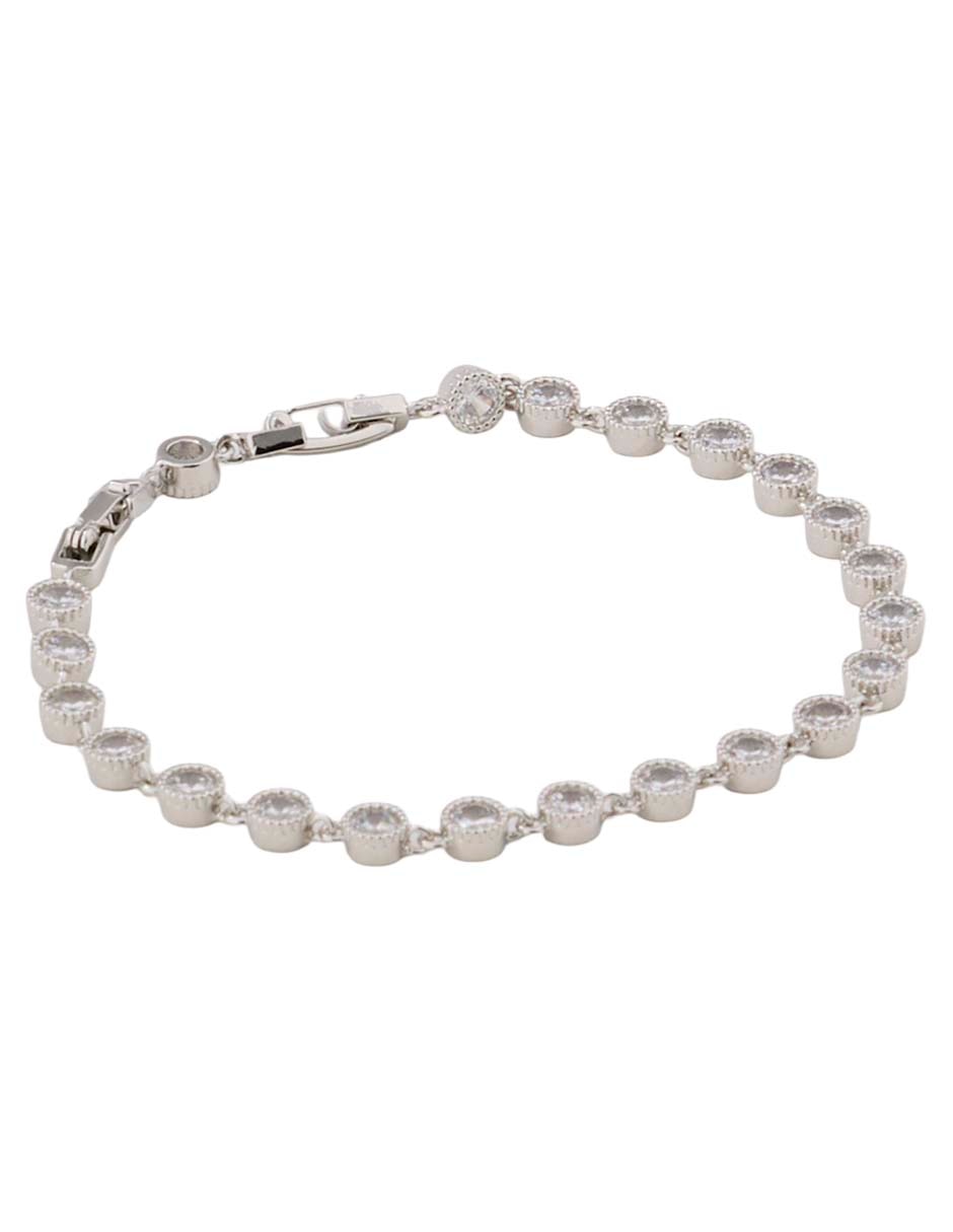 Pulsera con zirconia 18 K acabado baño de rodio