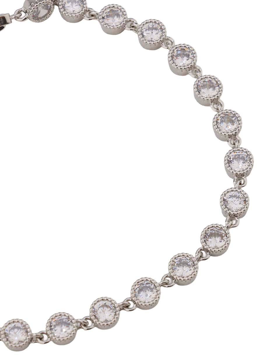 Pulsera con zirconia 18 K acabado baño de rodio 2