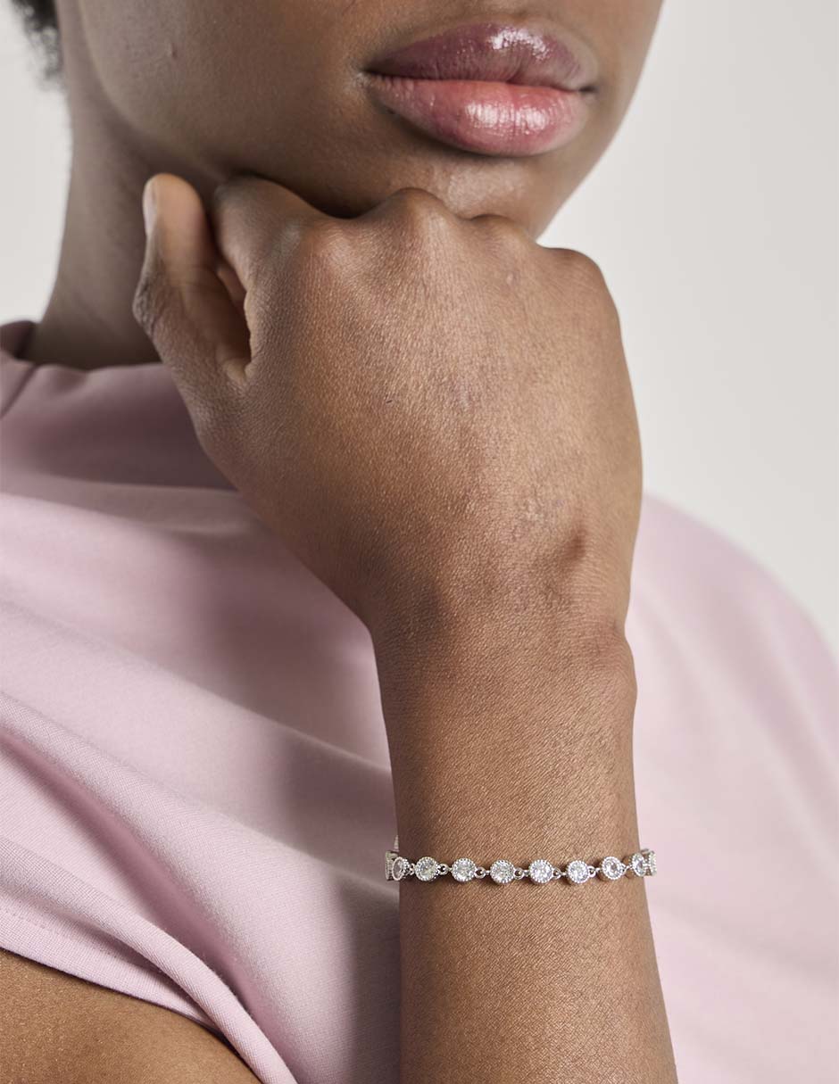 Pulsera con zirconia 18 K acabado baño de rodio 3