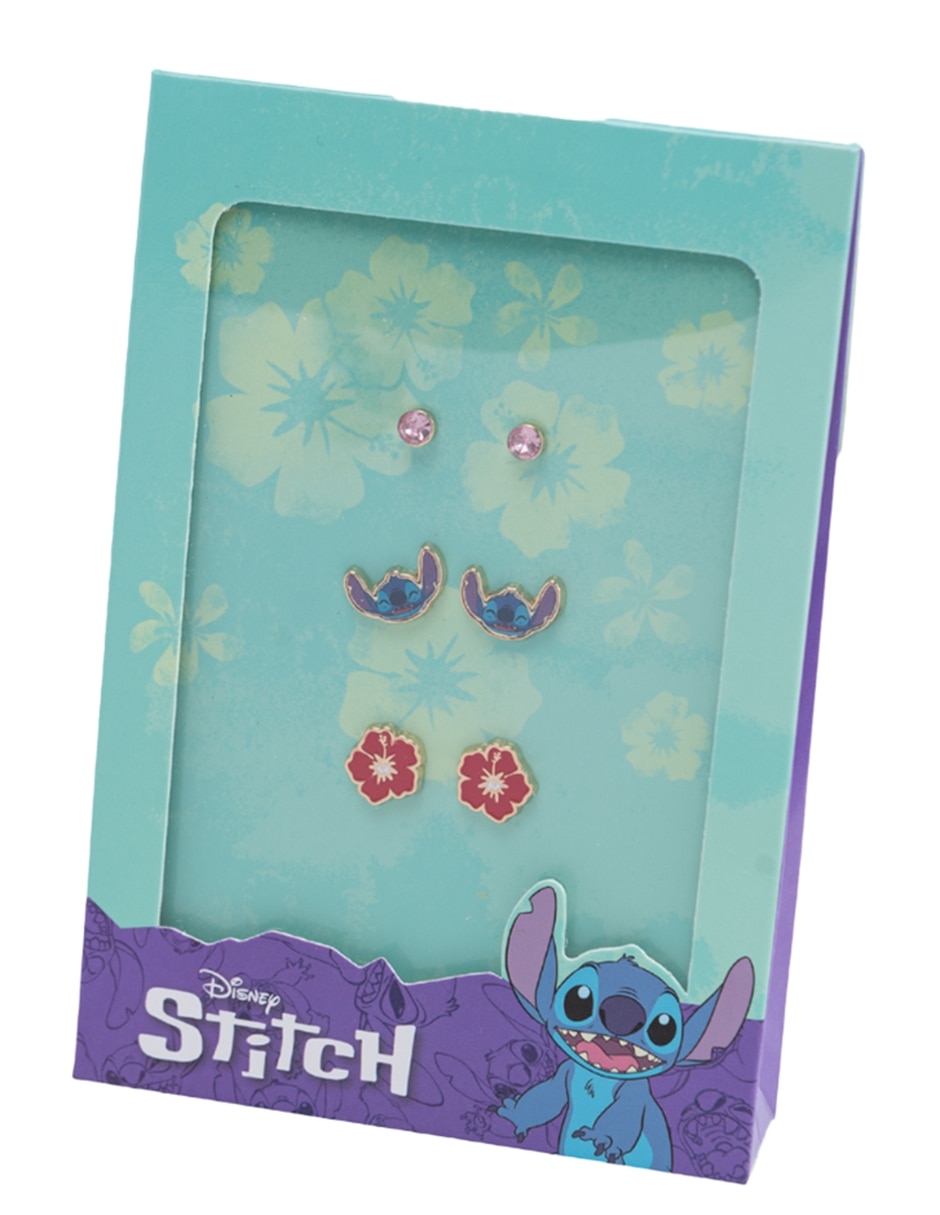 Set de aretes Stitch con acabado brillante