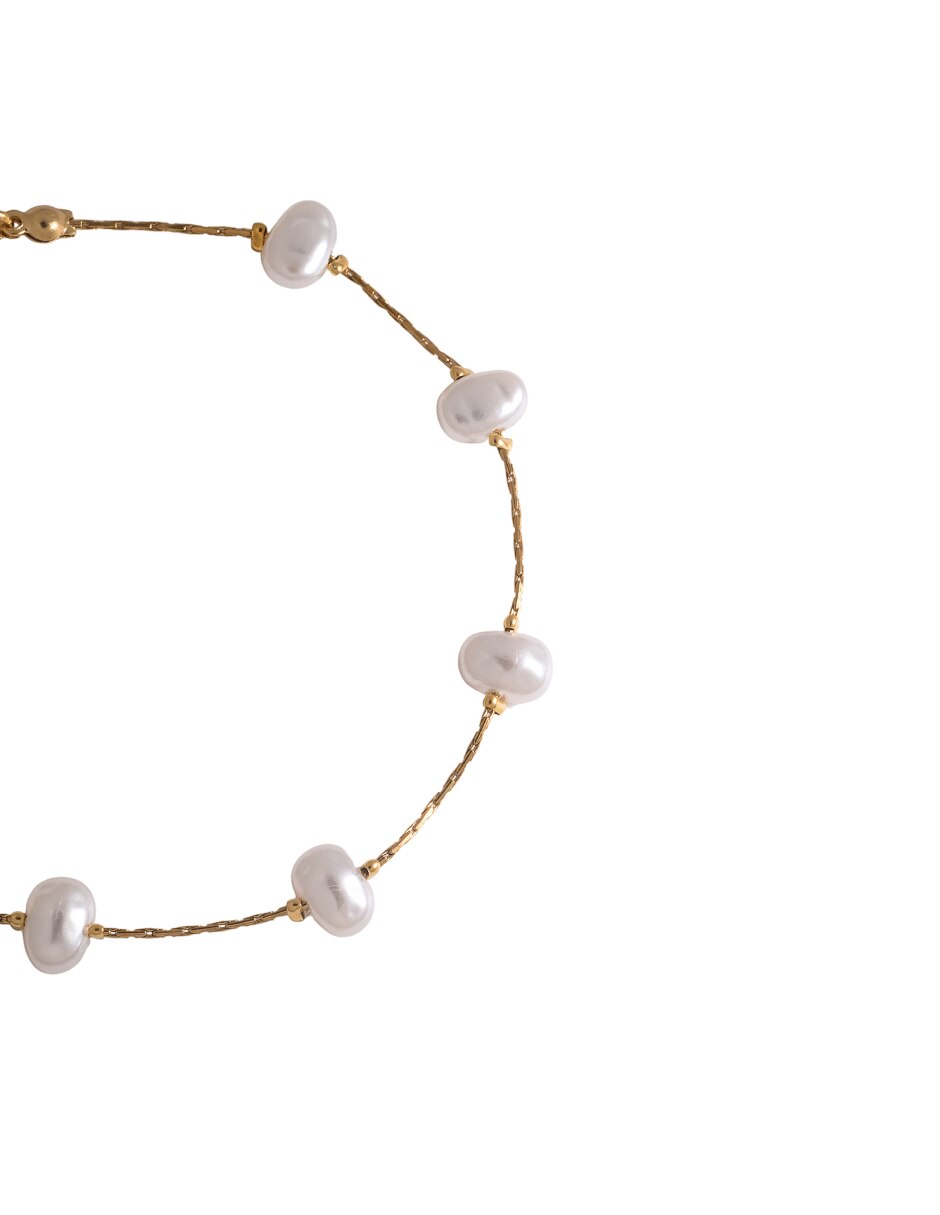 Pulsera con perla 18 K acabado chapa de oro 2