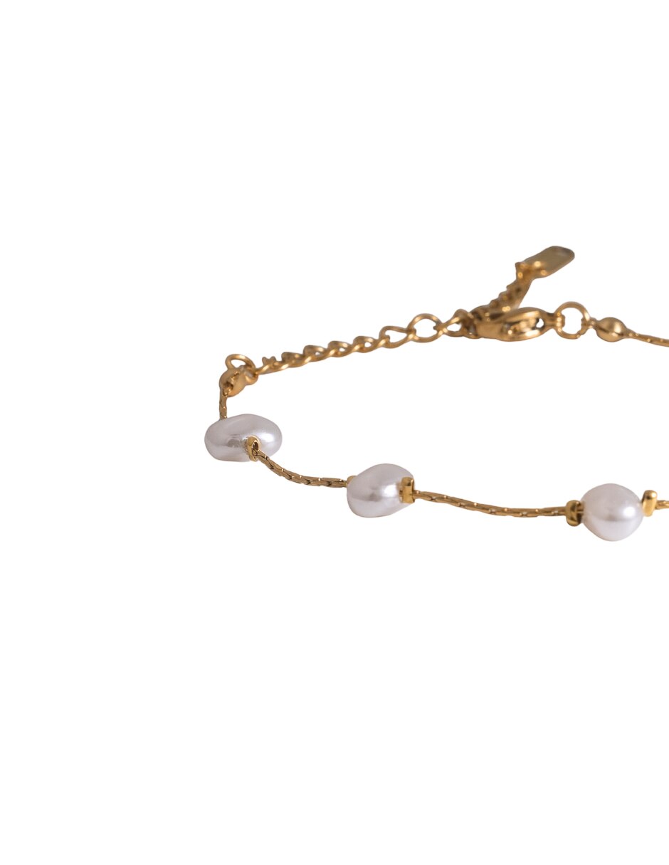Pulsera con perla 18 K acabado chapa de oro 3