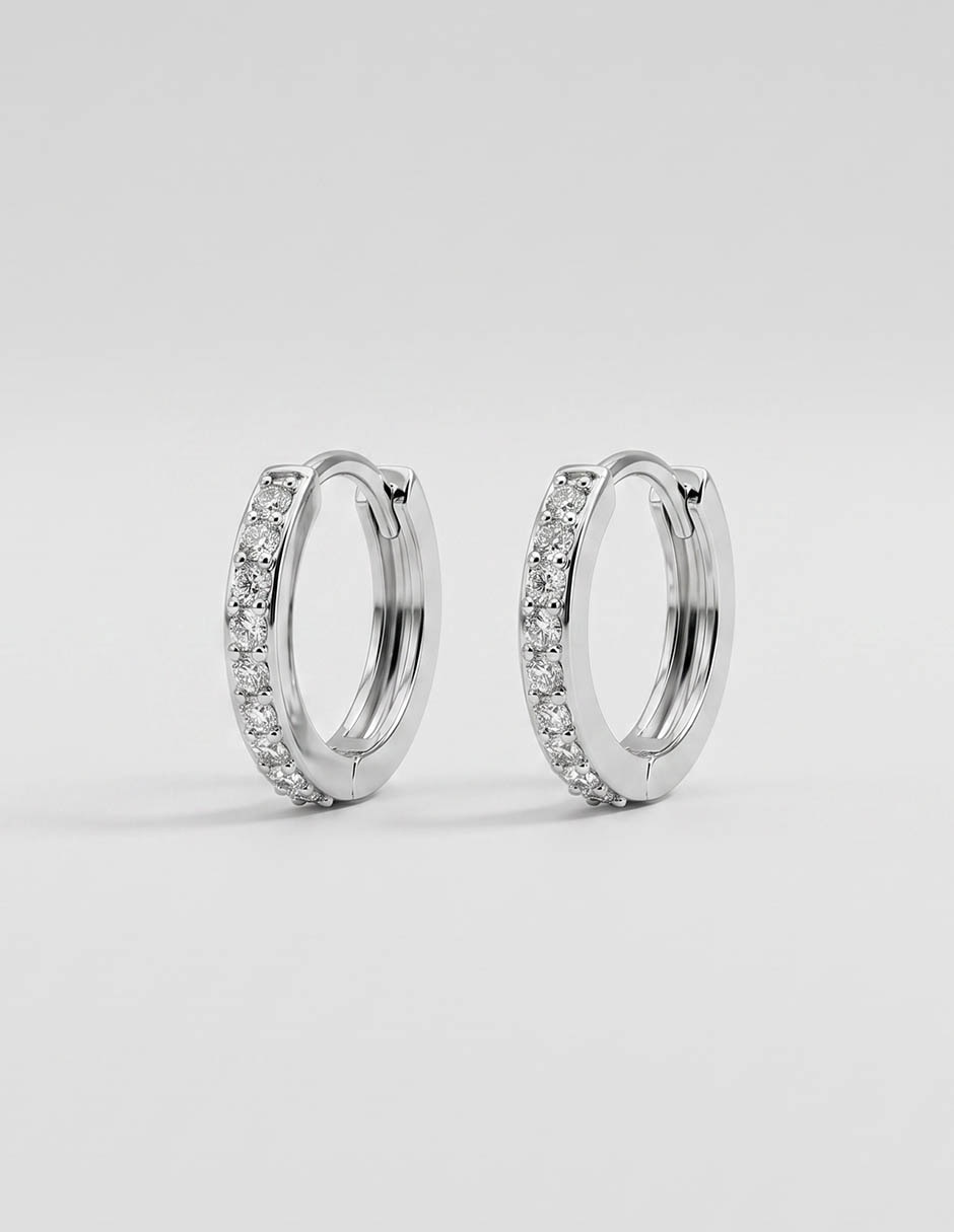 Arracadas Circulares De Chapa De Oro 18K Acabado Brillante Zirconia
