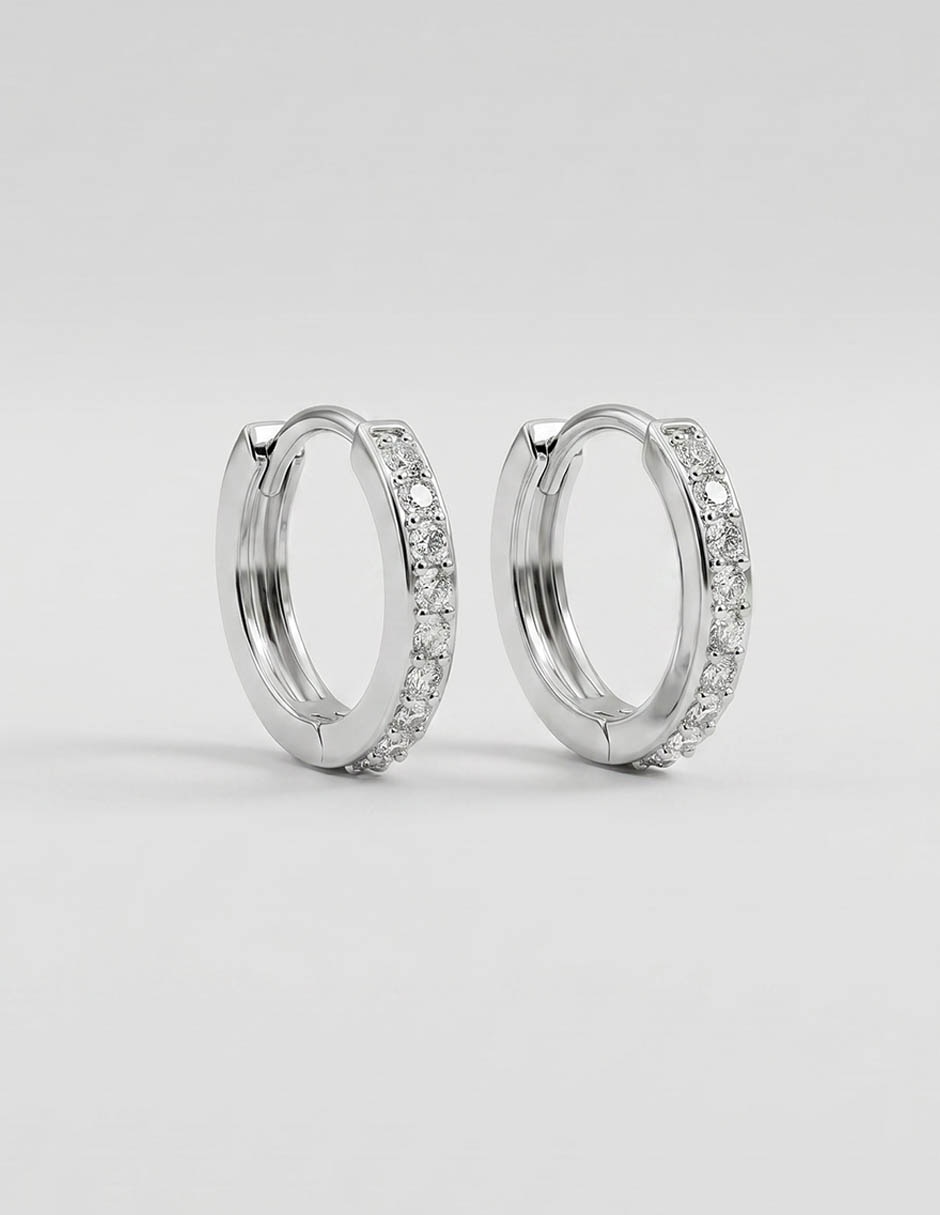 Arracadas redondas de chapa de oro 18 K acabado brillante zirconia 2
