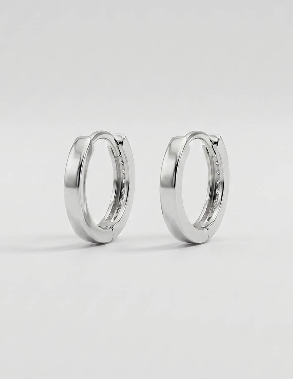 Arracadas redondas de chapa de oro 18 K acabado brillante zirconia 3