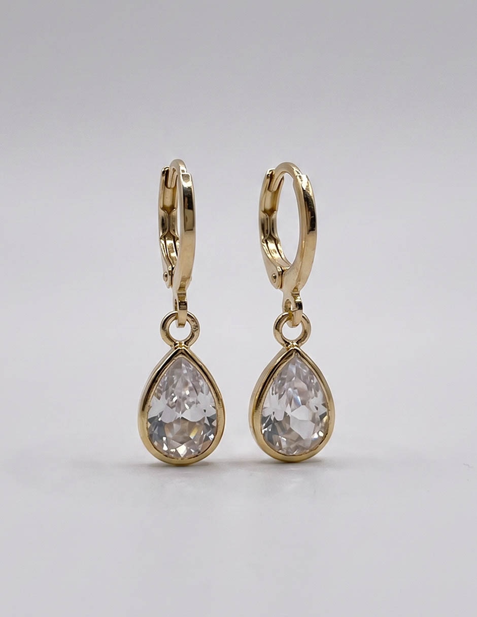 Arracadas de gota 18k con acabado chapa de oro zirconia 1