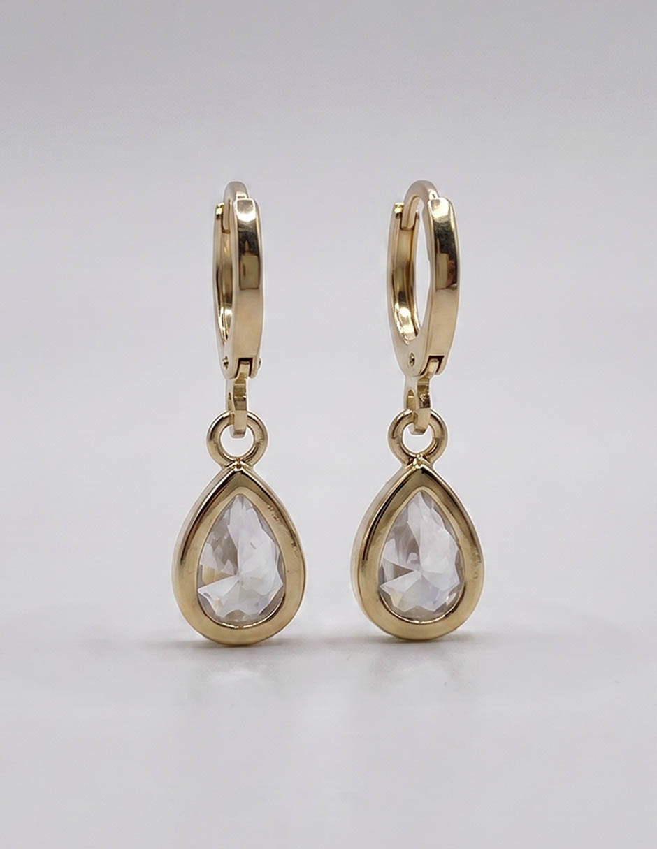 Arracadas de gota 18k con acabado chapa de oro zirconia 2