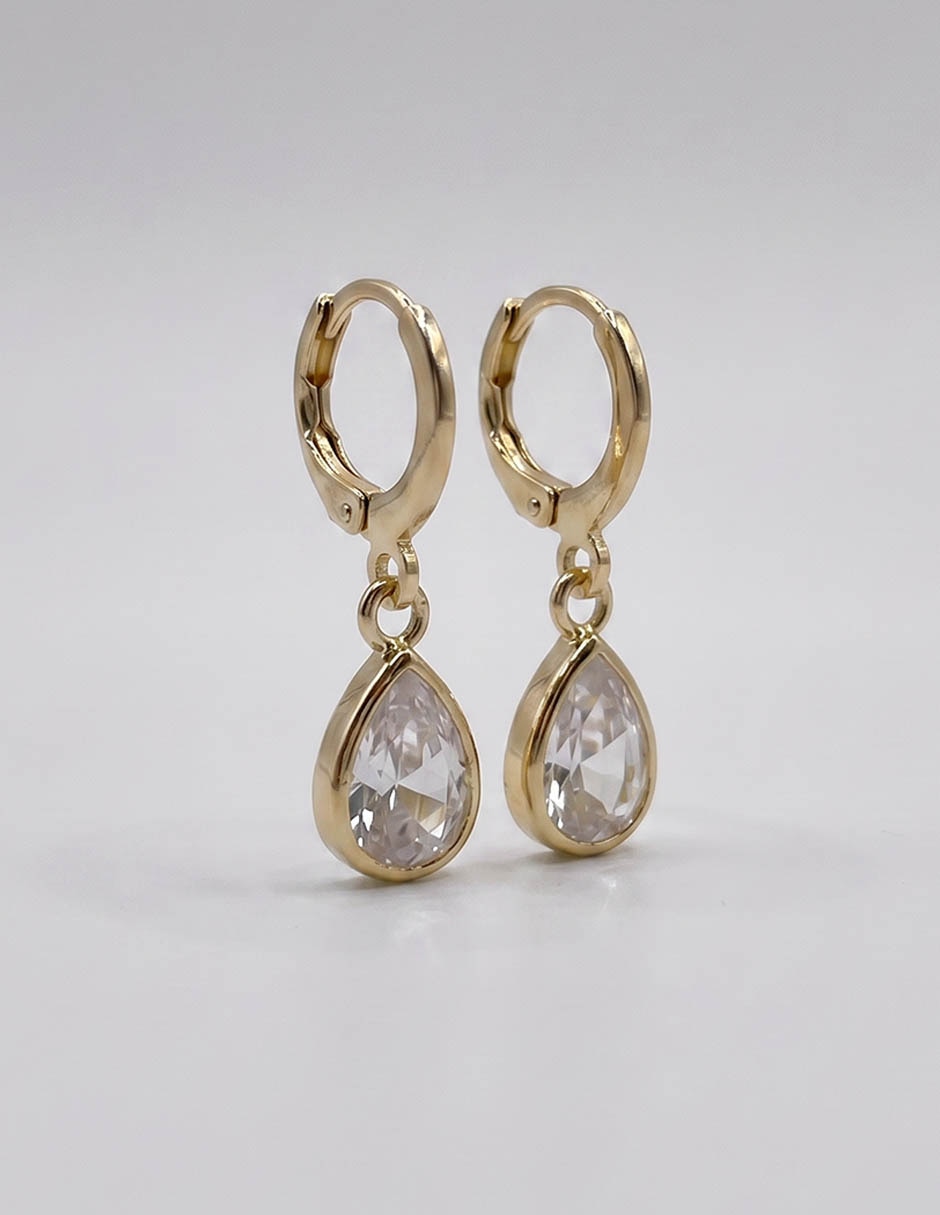 Arracadas de gota 18k con acabado chapa de oro zirconia 3