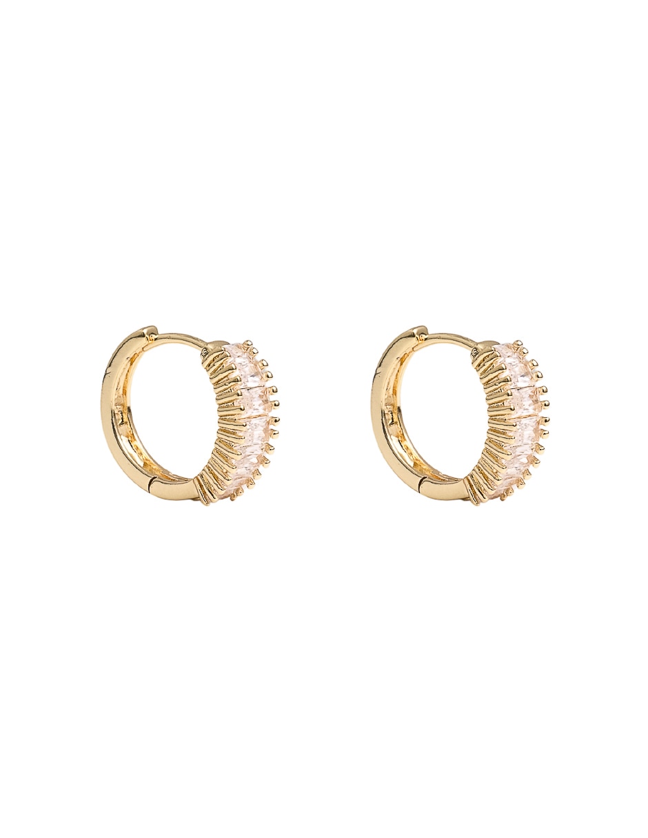 Arracadas redondas con acabado chapa de oro zirconia 2