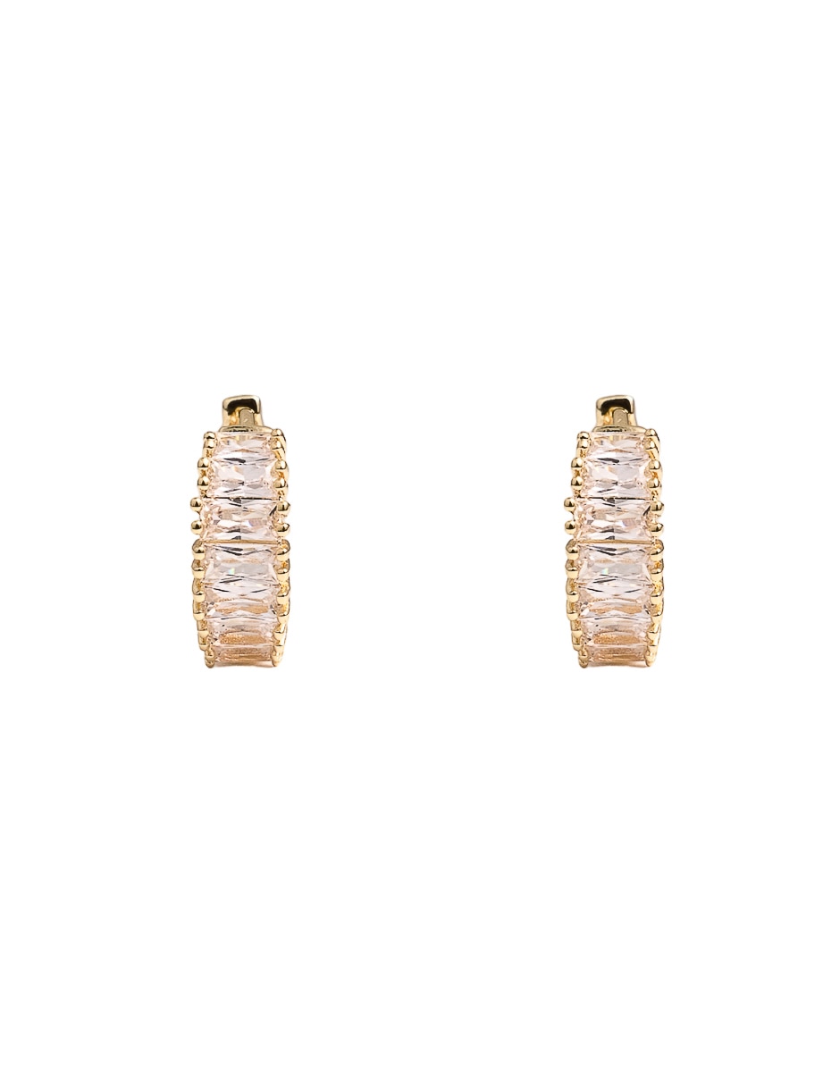 Arracadas redondas con acabado chapa de oro zirconia 3