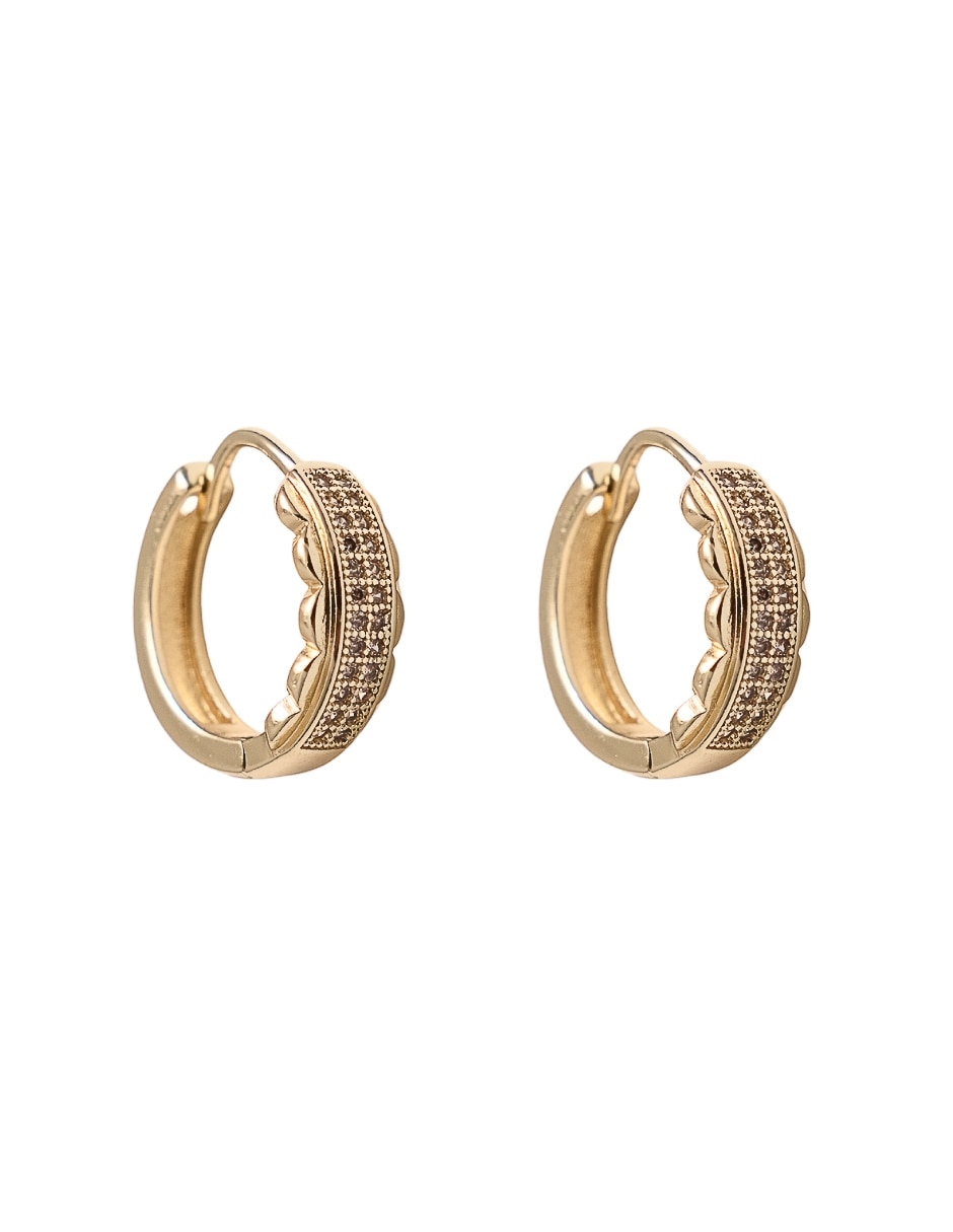 Arracadas con acabado chapa de oro 18 K zirconia 2