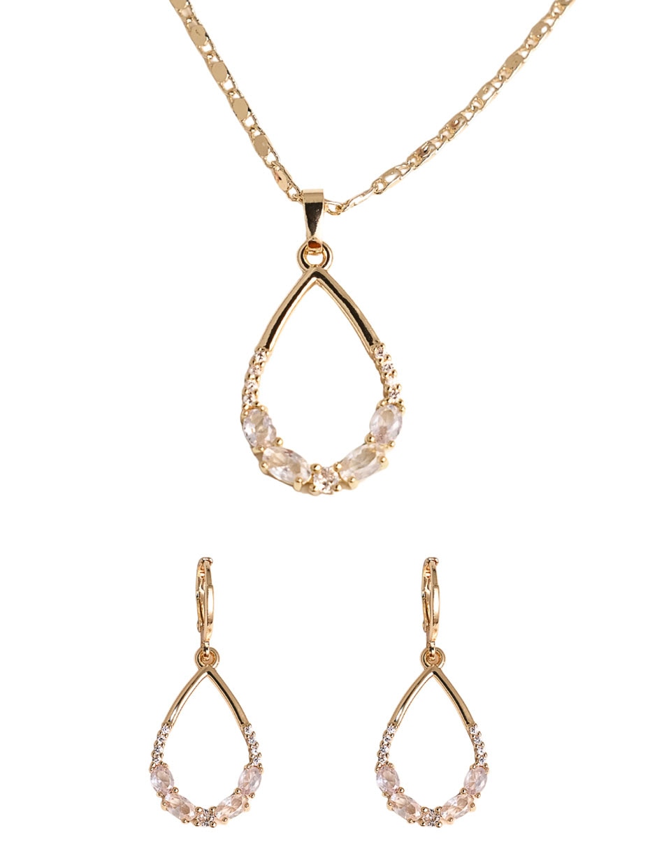 Aretes y collar de gota de zirconia