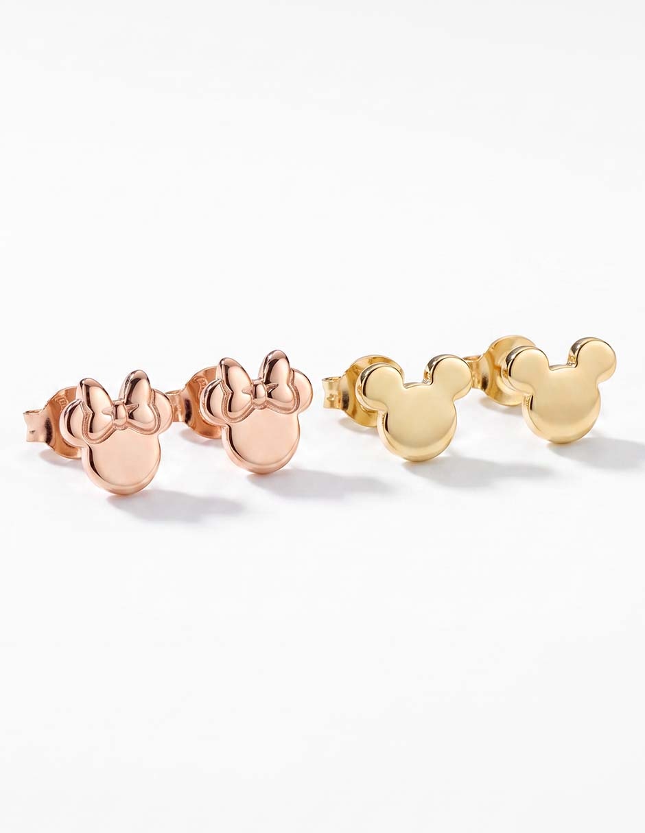 Set de aretes de ratón minnie mouse & mickey mouse de plata p925