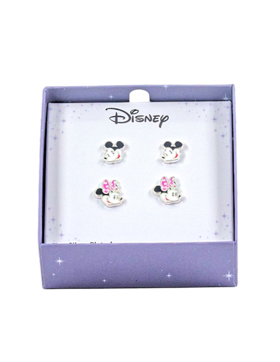 Set de aretes Mickey and Minnie Mouse con acabado chapa de plata 2