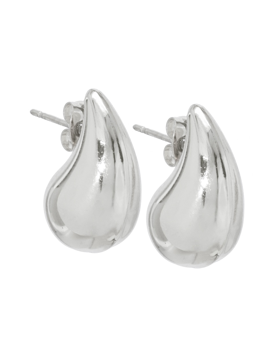 Aretes cortos de gota con acabado pulido 2