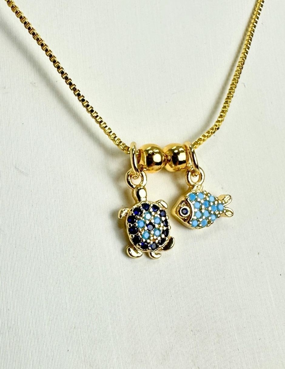 Collar de tortuga con acabado baño de oro 14 K 2