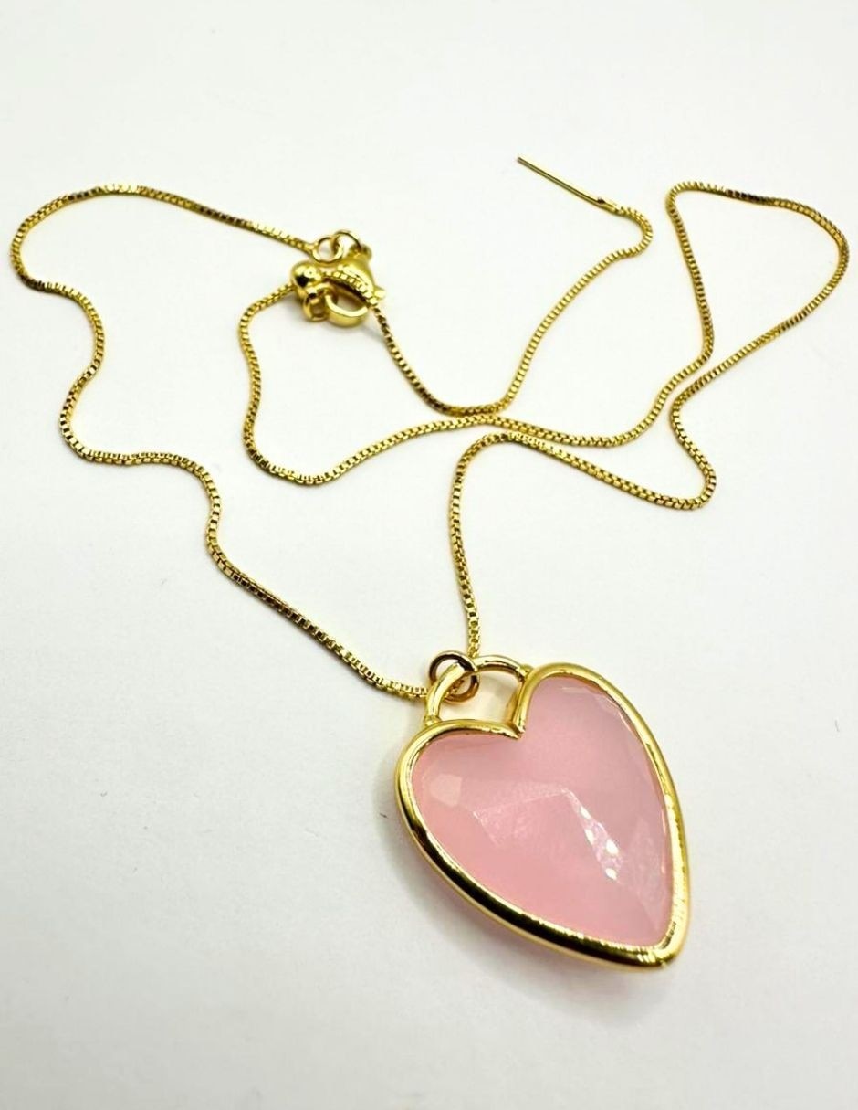 Collar de corazón con acabado baño de oro14 K 2