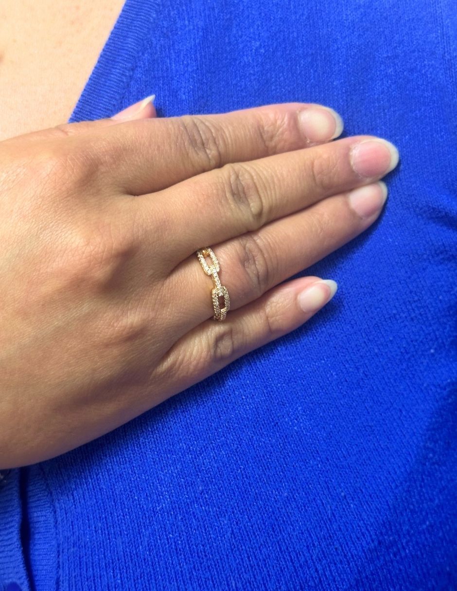 Anillo 14 K zirconia baño de oro 2