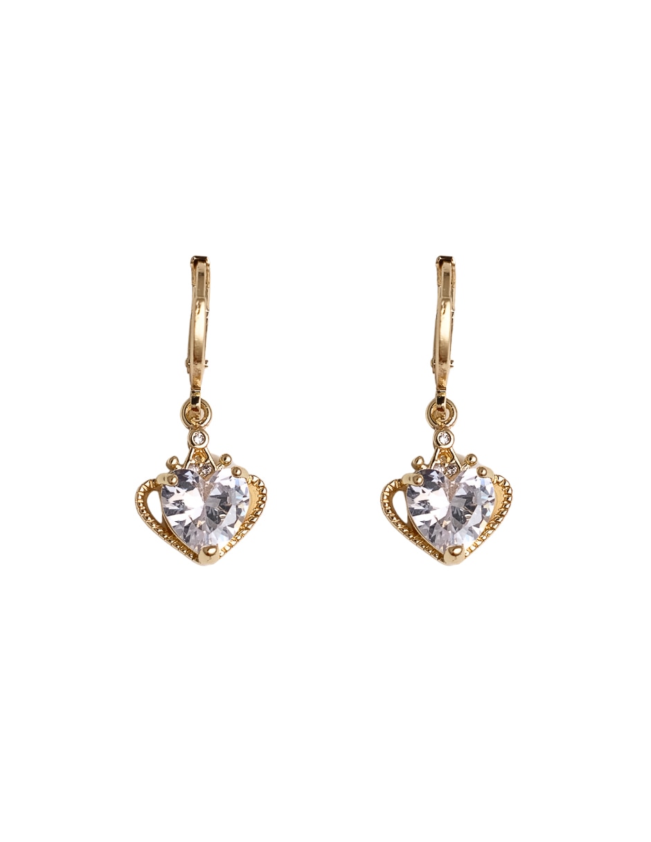 Aretes y collar de corazón 18 k zirconia 2