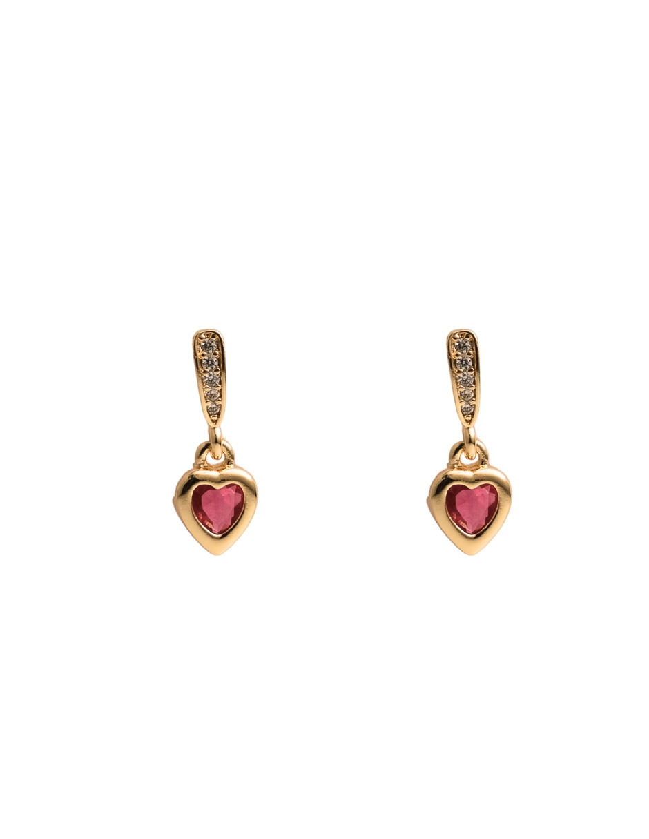 Aretes y collar de corazón 18 k zirconia 2