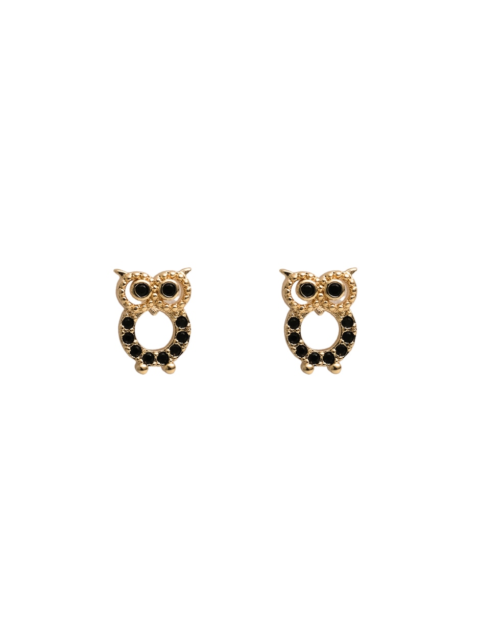 Aretes y collar de búho 18 k zirconia