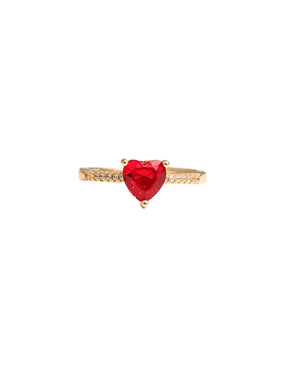 Anillo de corazón 18 k zirconia chapa de oro