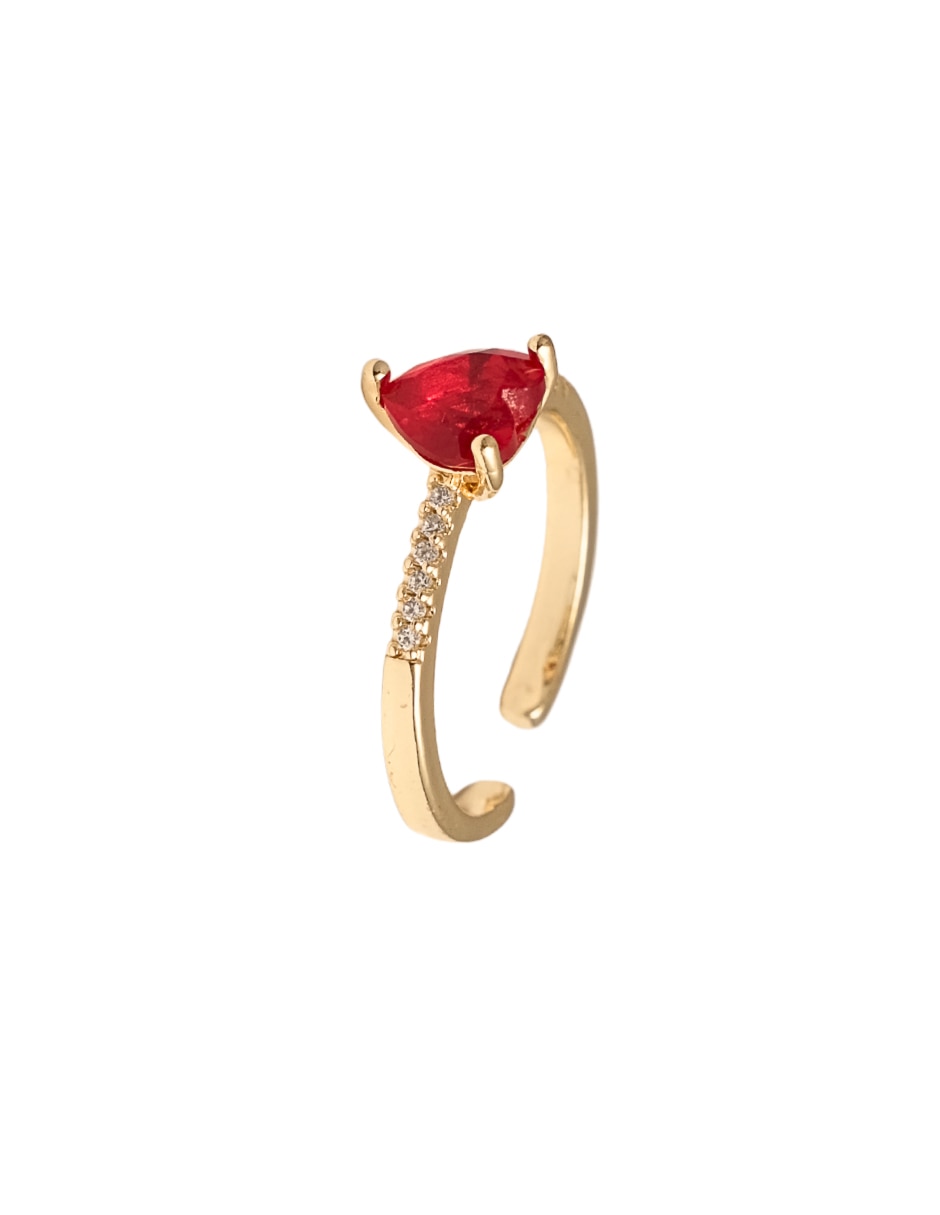 Anillo de corazón 18 k zirconia chapa de oro