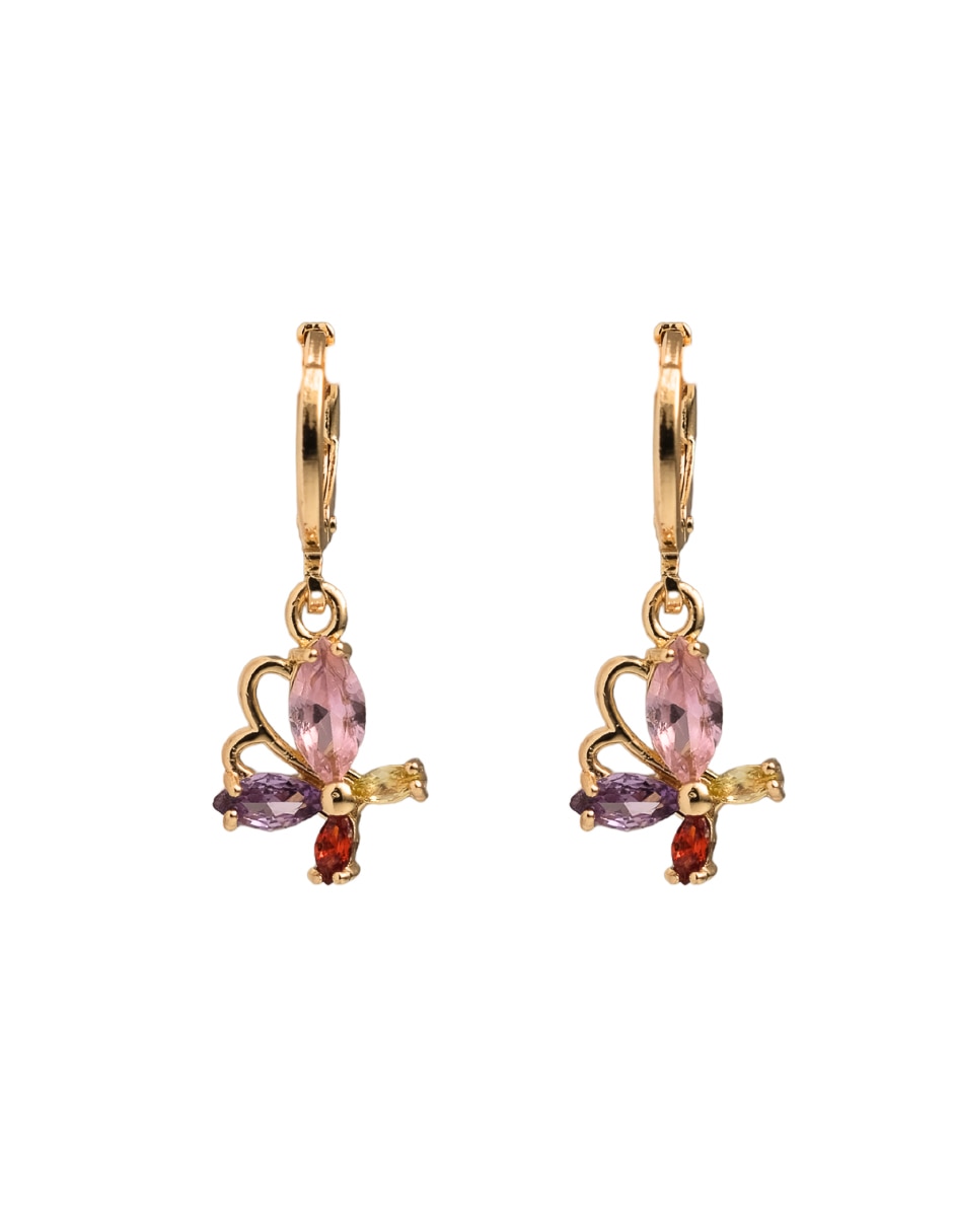 Arracadas de mariposa 844 18 k con acabado chapa de oro zirconia 1