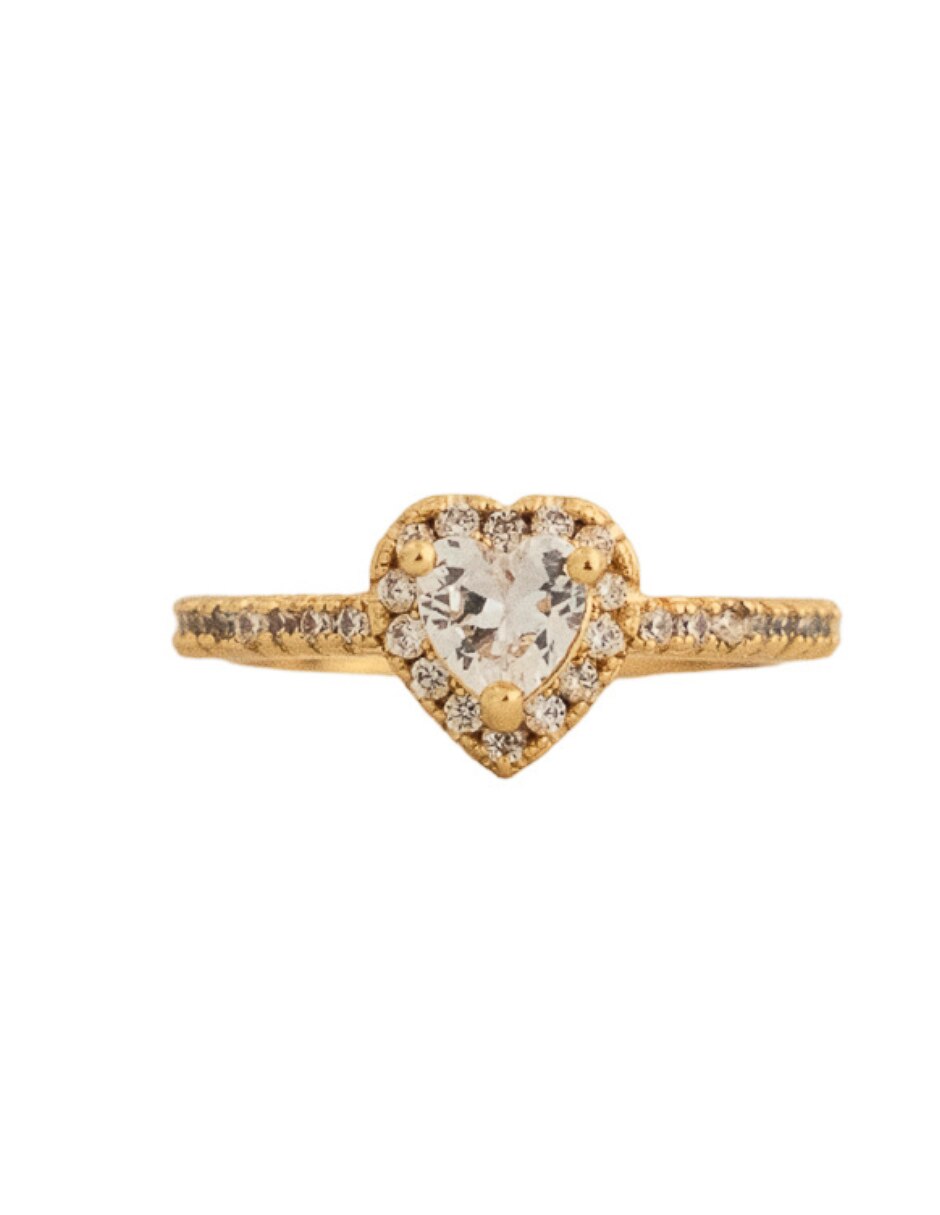 Anillo de corazón 18 K de chapa de oro Anillo de corazón 18 K de chapa de oro