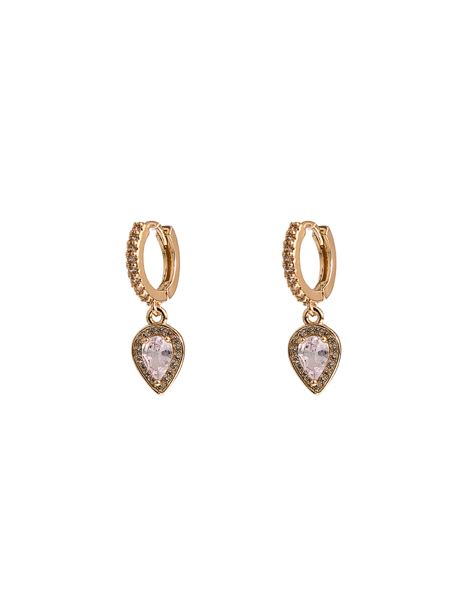 Arracadas de ovalada 844 18 k con acabado chapa de oro zirconia 2