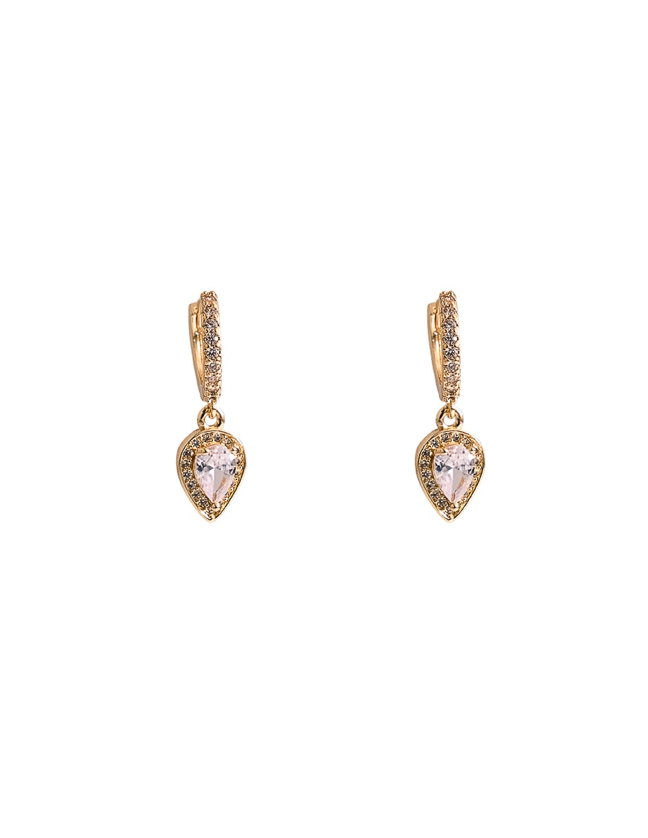 Arracadas de ovalada 844 18 k con acabado chapa de oro zirconia Arracadas de ovalada 844 18 k con acabado chapa de oro zirconia