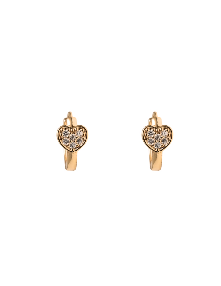 Arracadas de corazón 844 18 k con acabado chapa de oro zirconia 1