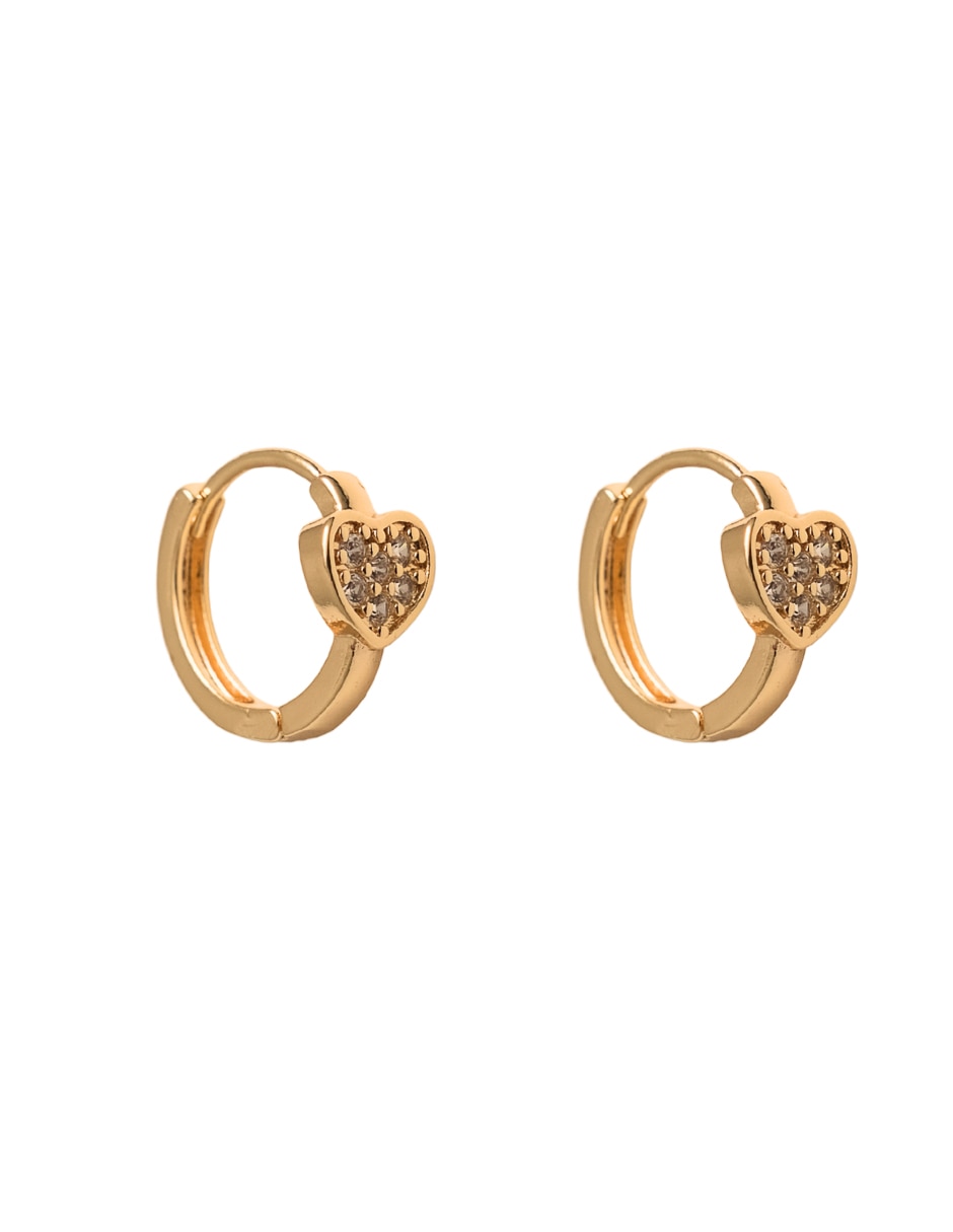Arracadas de corazón 844 18 k con acabado chapa de oro zirconia