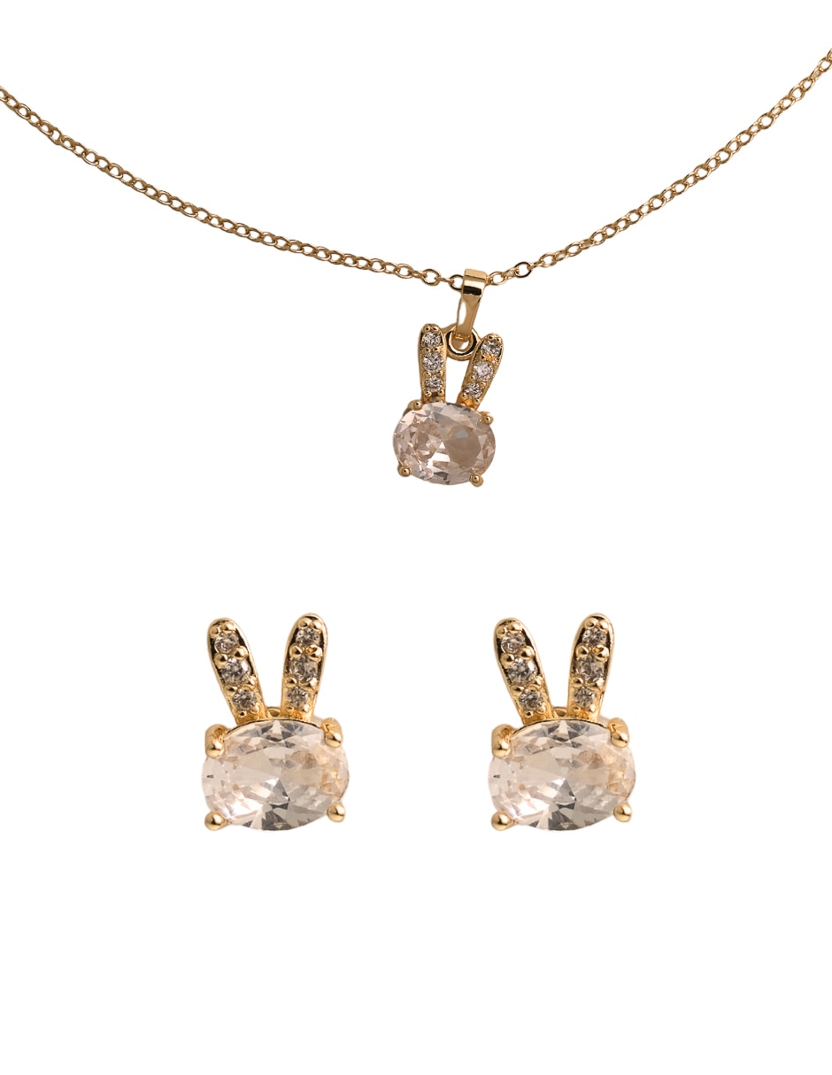Aretes y collar de 18 k zirconia 1