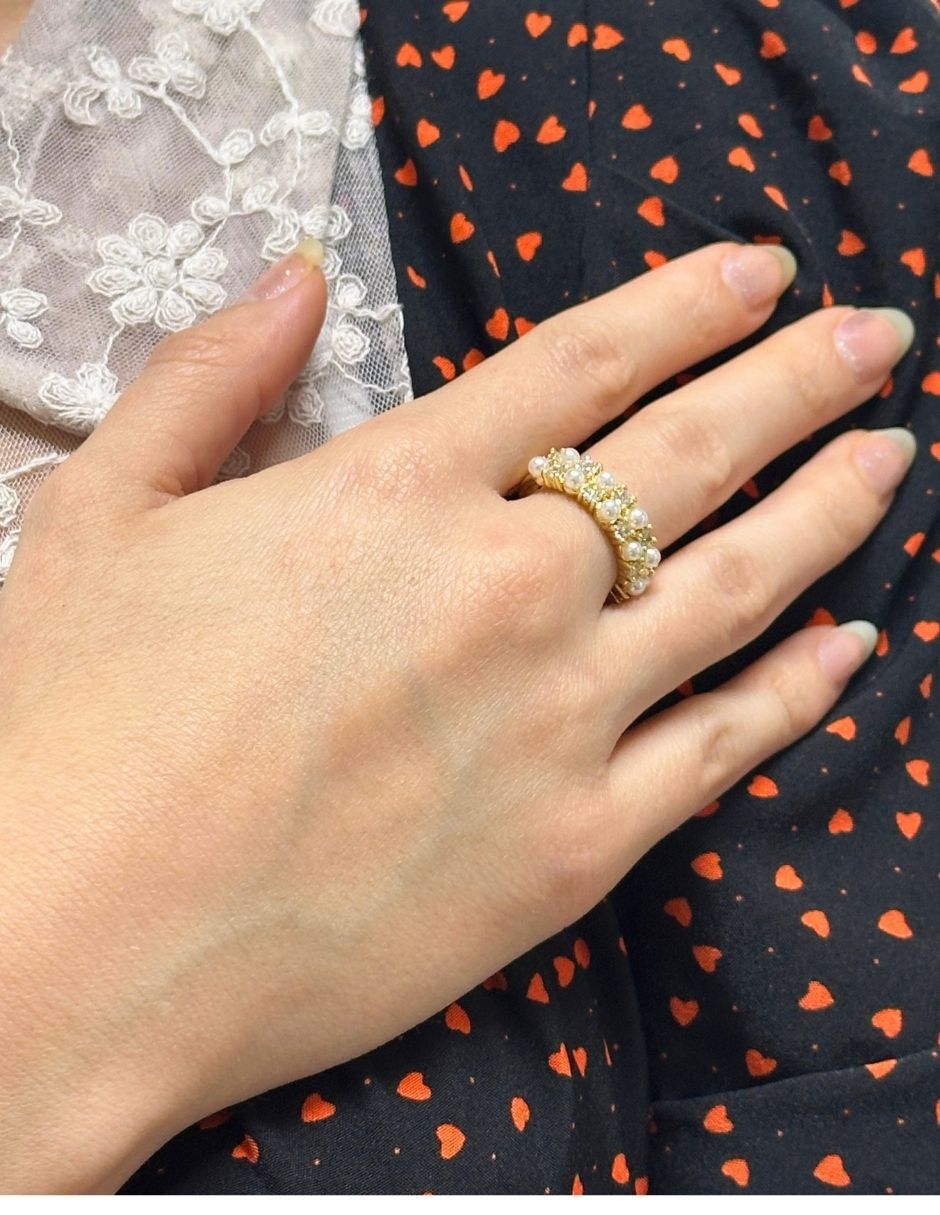 Anillo redondo 14 k baño de oro 2