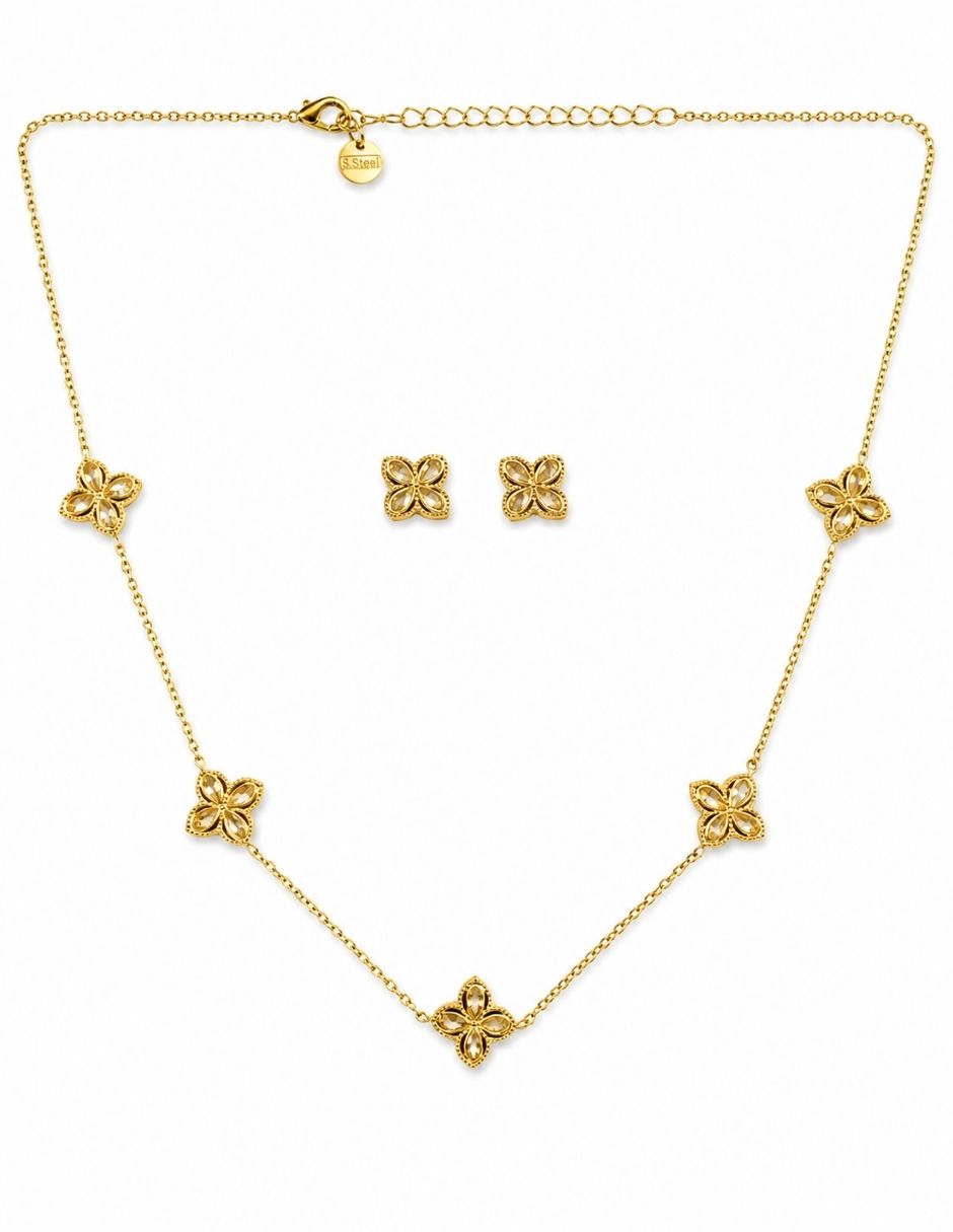 Aretes y collar de flor