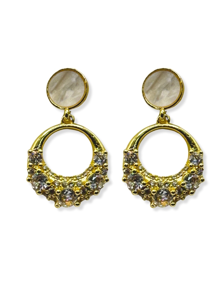 Aretes largos 14 k con acabado baño de oro