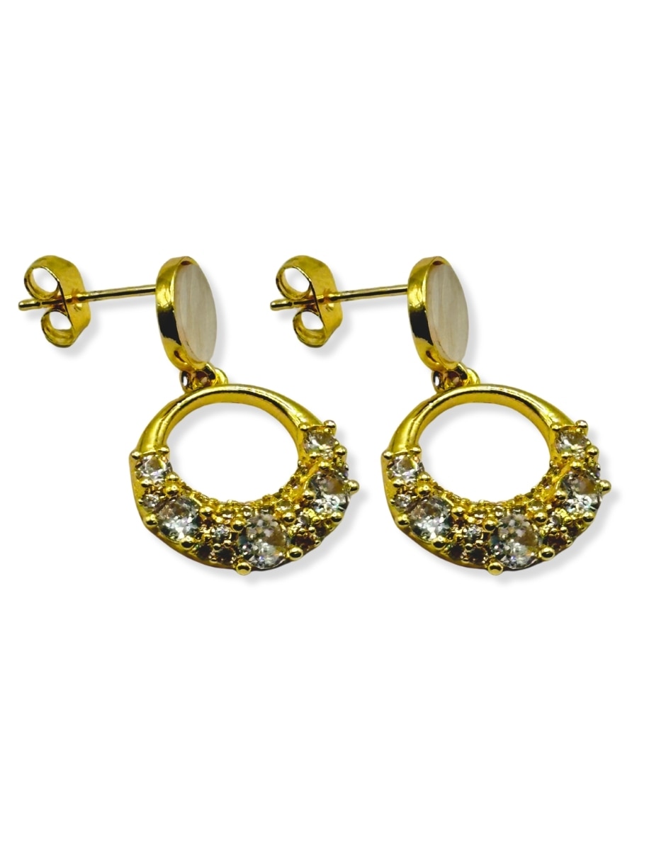 Aretes largos 14 k con acabado baño de oro 3